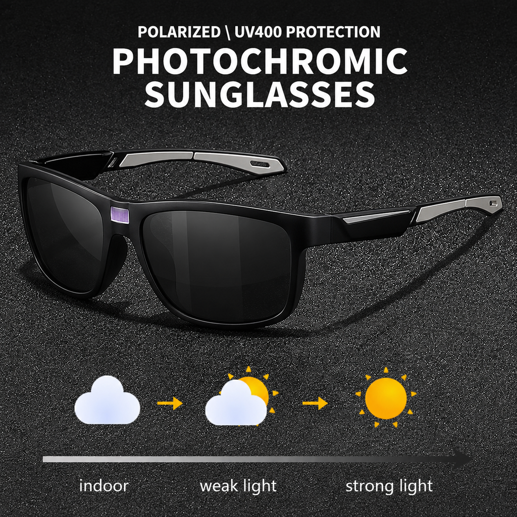 Smarte photochrome Brille mit schnellem Farbwechsel.