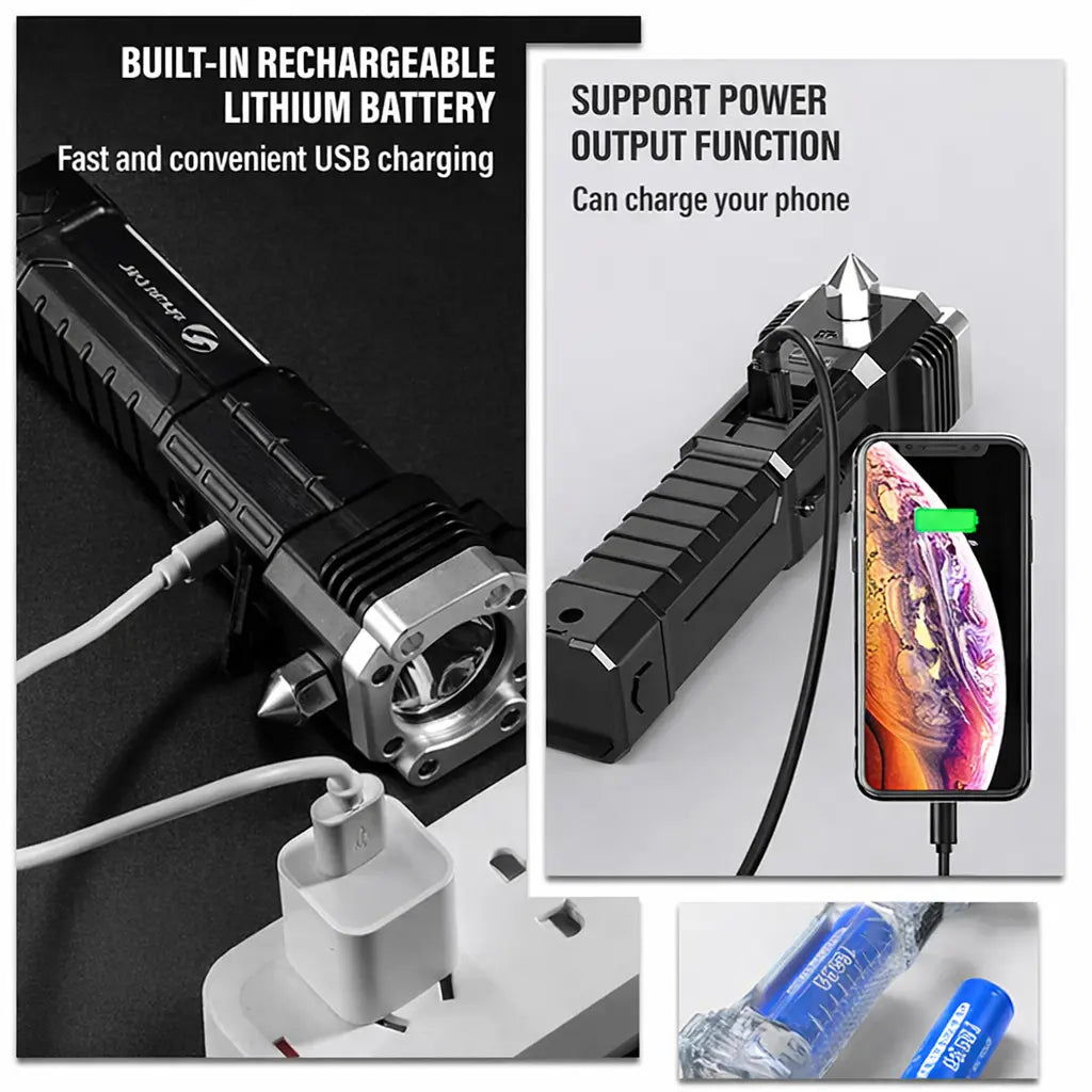 4-in-1 Tactical Flashlight with Integrated Powerbank urb-x-gear