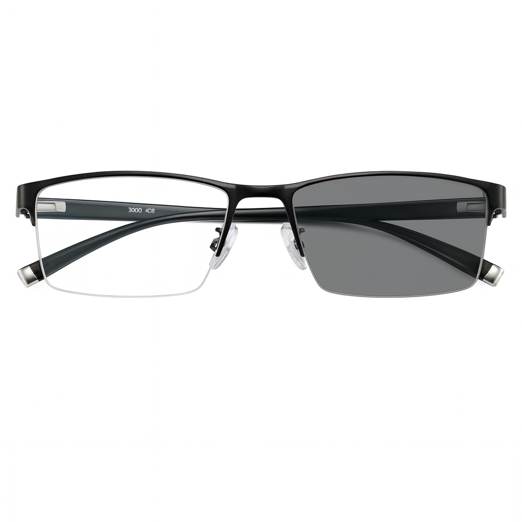 ULTRALIGHT METAL HALF-RIM PHOTOCHROMIC MULTIFOCAL GLASSES