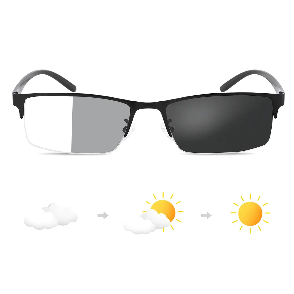 Veld Vision - ULTRALIGHT METAL HALF-RIM PHOTOCHROMIC MULTIFOCAL GLASSES urb-x-gear