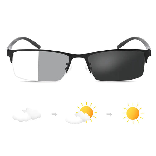 Veld Vision - ULTRALIGHT METAL HALF-RIM PHOTOCHROMIC MULTIFOCAL GLASSES urb-x-gear
