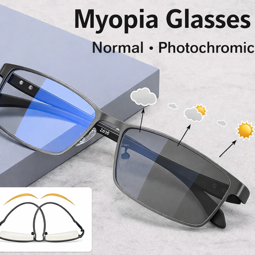 ULTRALIGHT METAL HALF-RIM PHOTOCHROMIC MULTIFOCAL GLASSES