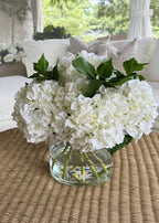 Faux Talc White Hydrangea Arrangement - 12"