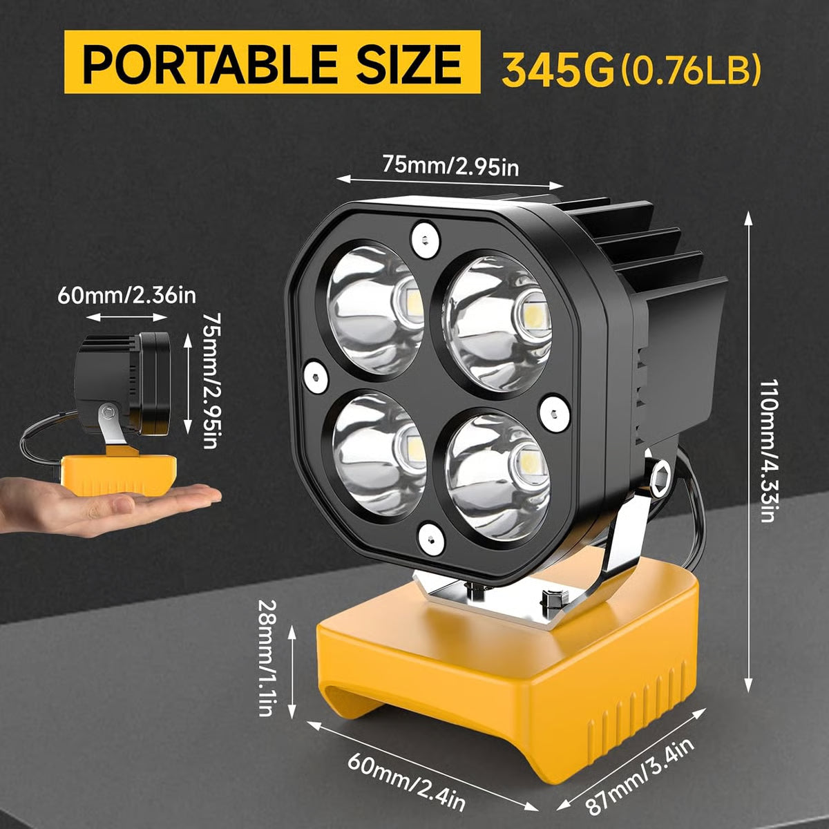 LED Work Light Compatible with Milwaukee 18V Battery/Dewalt 18V&20V Battery