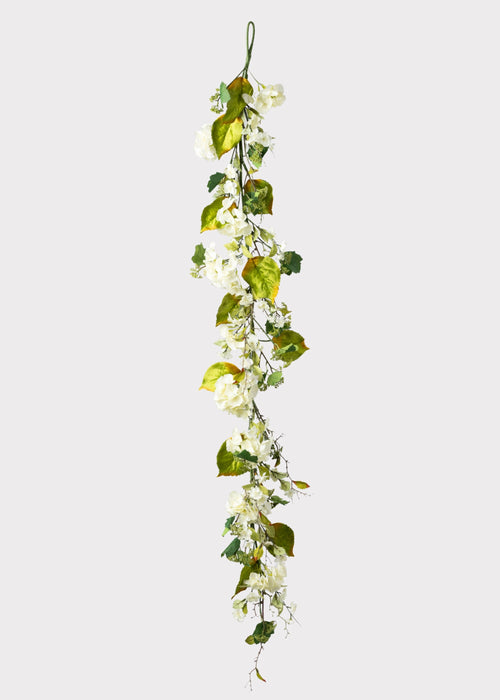 Artificial Blooming Hydrangea Flower Garland in Cream - 72"