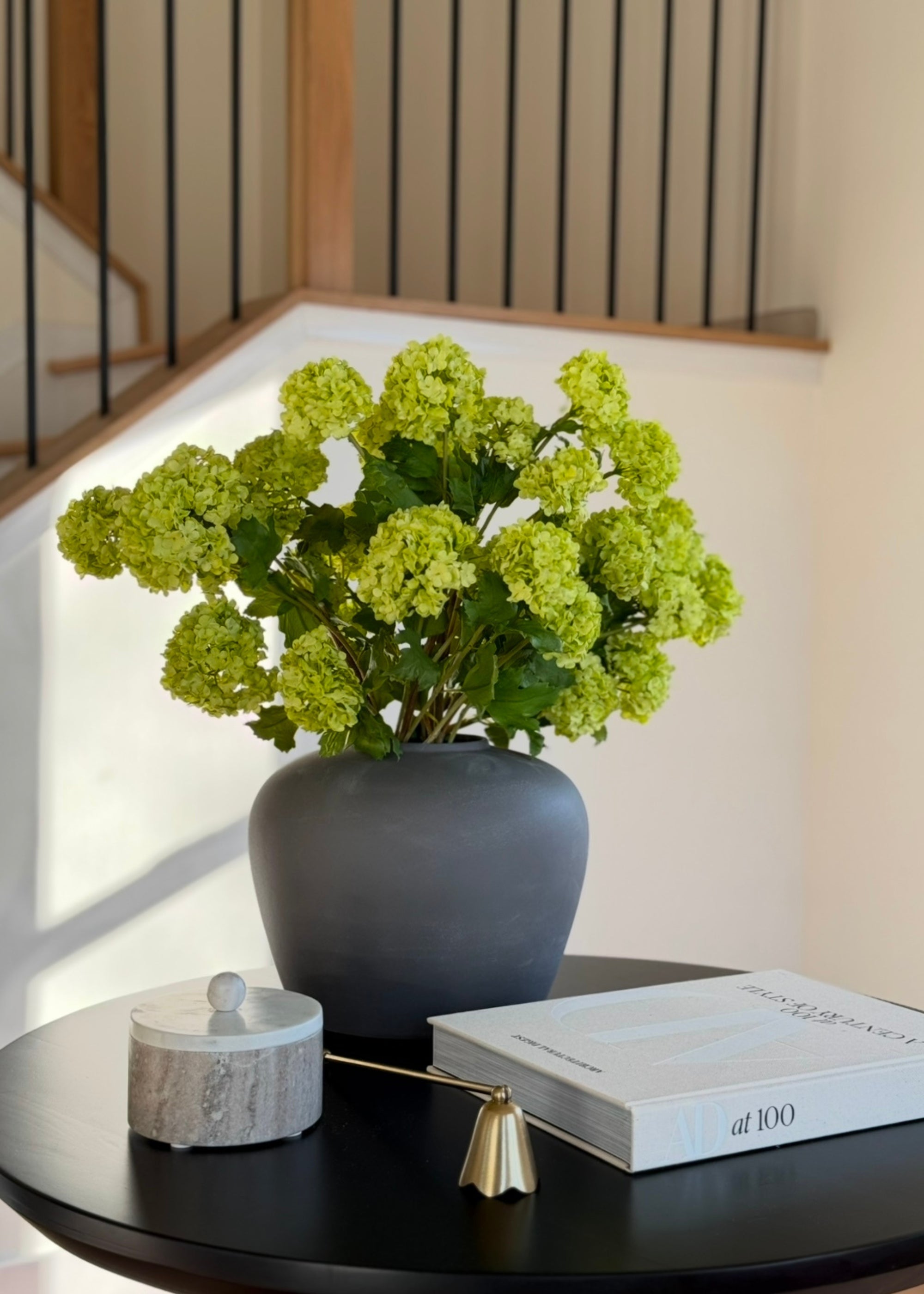 SAVE - Faux Flowers Snowball Flower Stem in Green - 43.5"