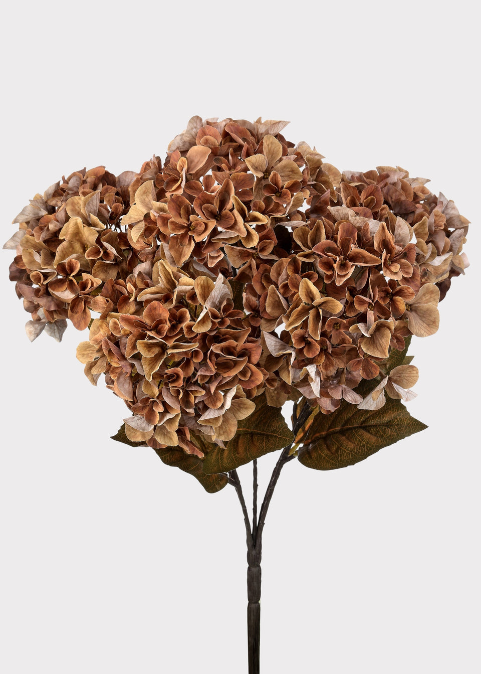 Mixed Autumn Brown Artificial Hydrangea Bush - 22"