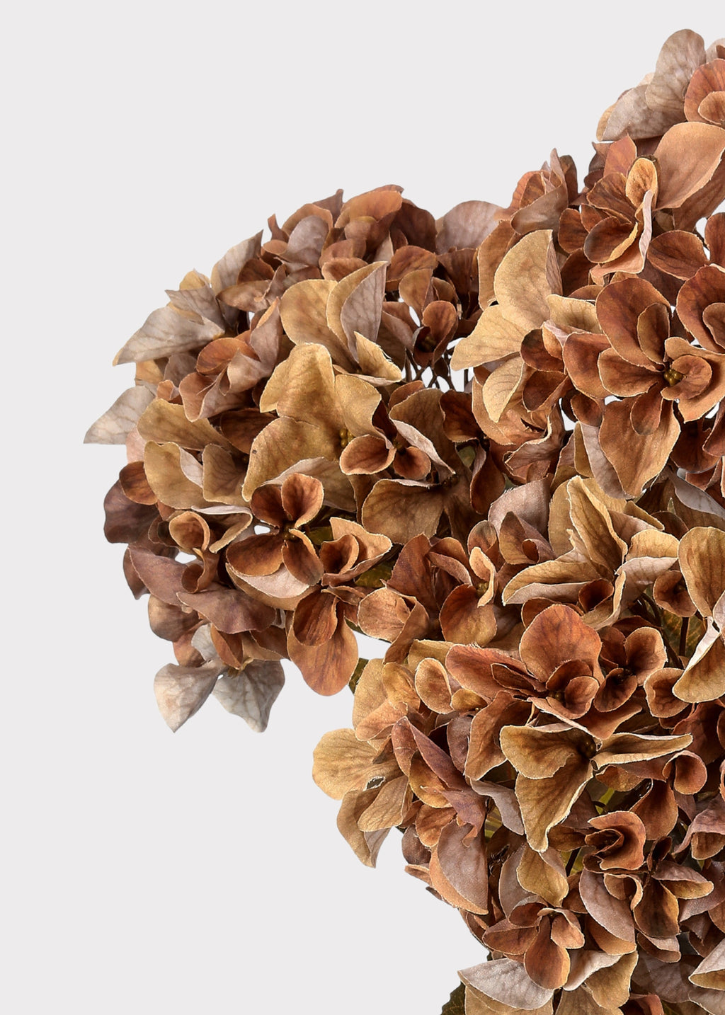 Mixed Autumn Brown Artificial Hydrangea Bush - 22"