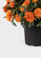 UV Treated Indoor/Outdoor Potted Fake Fall Orange Mums - 17"